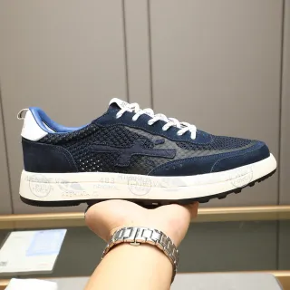 Premiata Navy Mesh-Suede Hybrid Lifestyle Sneakers