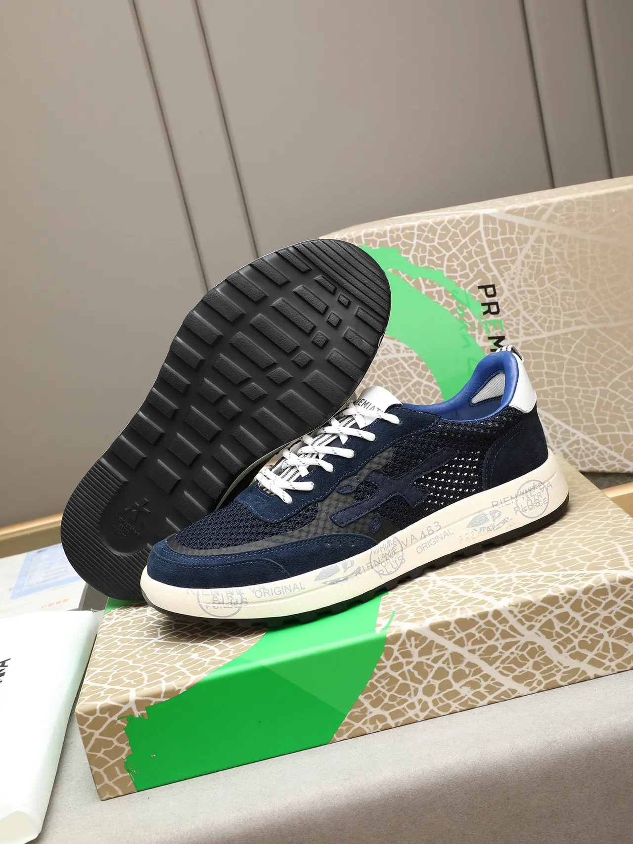 Premiata Navy Mesh-Suede sneakers lifestyle hybrides 4