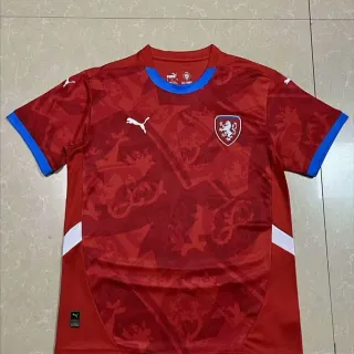 Puma Czech Republic National Team Red Blue-Trimmed Soccer Jersey