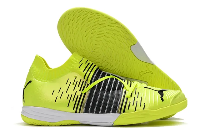 Puma Future Z Noir Bleu Col Chaussant Rayé Synthétique Supérieur Chaussures de Football Intérieur 2