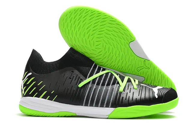 Puma Future Z Noir Bleu Col Chaussant Rayé Synthétique Supérieur Chaussures de Football Intérieur 3