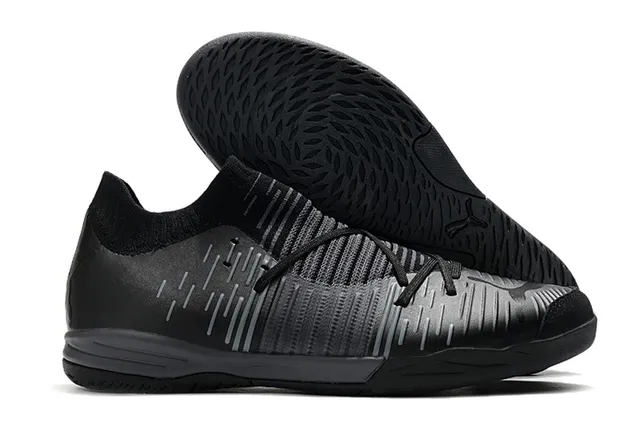 Puma Future Z Noir Bleu Col Chaussant Rayé Synthétique Supérieur Chaussures de Football Intérieur 5
