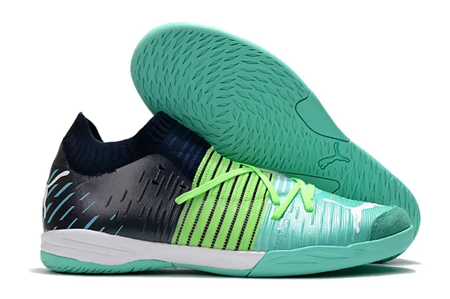 Puma Future Z Noir Bleu Col Chaussant Rayé Synthétique Supérieur Chaussures de Football Intérieur 7