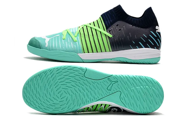 Puma Future Z Noir Bleu Col Chaussant Rayé Synthétique Supérieur Chaussures de Football Intérieur 8