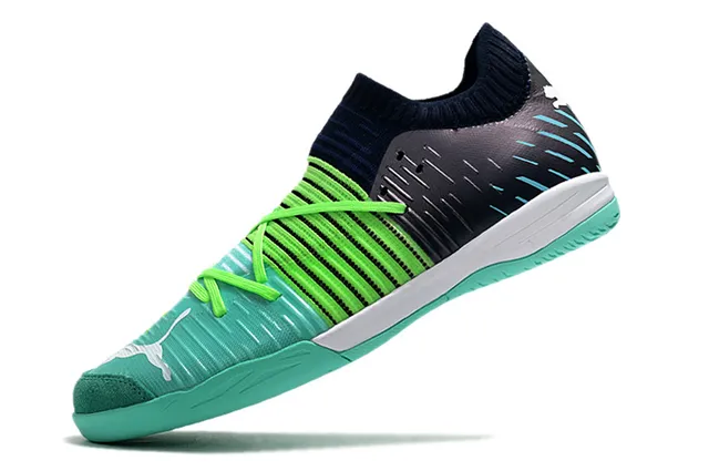 Puma Future Z Noir Bleu Col Chaussant Rayé Synthétique Supérieur Chaussures de Football Intérieur 10