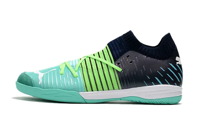 Puma Future Z Noir Bleu Col Chaussant Rayé Synthétique Supérieur Chaussures de Football Intérieur 11