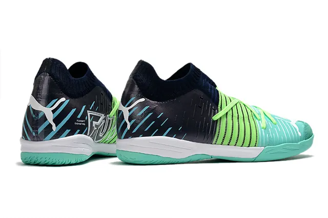 Puma Future Z Noir Bleu Col Chaussant Rayé Synthétique Supérieur Chaussures de Football Intérieur 13