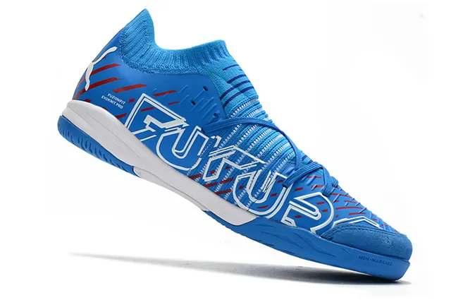 Puma Future Z Noir Bleu Col Chaussant Rayé Synthétique Supérieur Chaussures de Football Intérieur 15