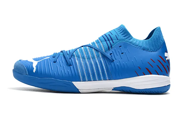 Puma Future Z Noir Bleu Col Chaussant Rayé Synthétique Supérieur Chaussures de Football Intérieur 17