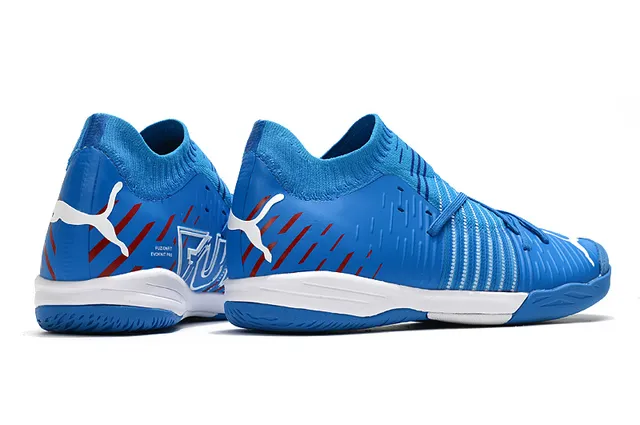 Puma Future Z Noir Bleu Col Chaussant Rayé Synthétique Supérieur Chaussures de Football Intérieur 19