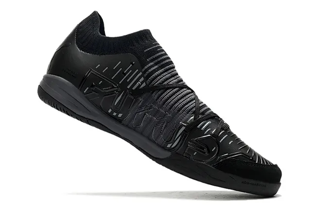 Puma Future Z Noir Bleu Col Chaussant Rayé Synthétique Supérieur Chaussures de Football Intérieur 21