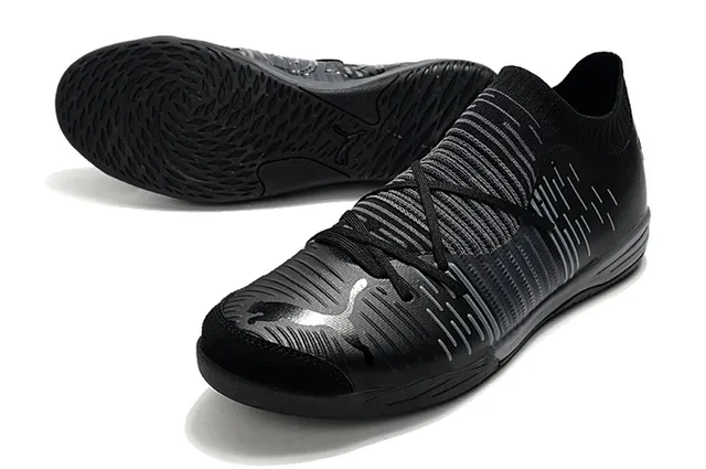 Puma Future Z Noir Bleu Col Chaussant Rayé Synthétique Supérieur Chaussures de Football Intérieur 24