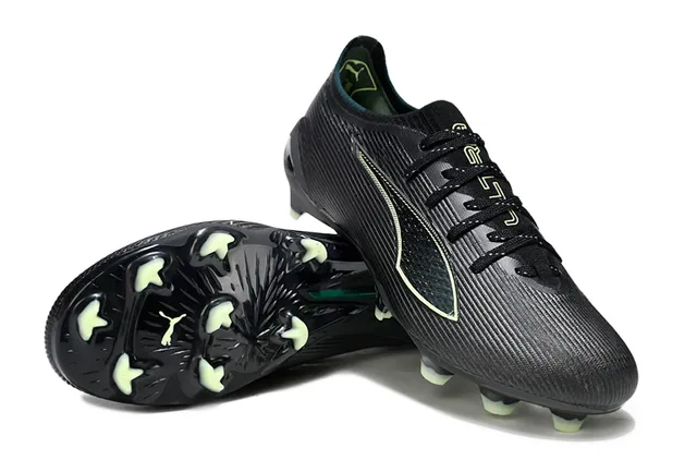Puma Future Z Preto Verde Baixo Corte Ribeteado Sintético Superior Solo Firme Sapatos de Futebol 4