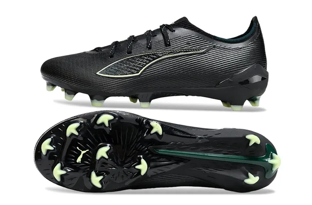 Puma Future Z Preto Verde Baixo Corte Ribeteado Sintético Superior Solo Firme Sapatos de Futebol 6