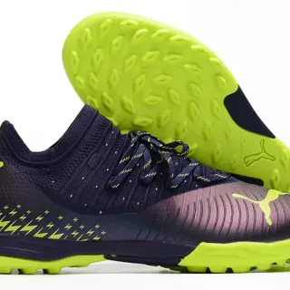 Puma Future Z Navy Green Knit Upper Asymmetrical Collar Turf Soccer Shoes