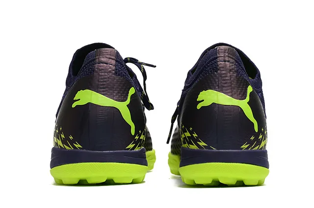 Puma Future Z Sapatos de futebol Turf com upper de knit em Navy Green gola assimétrica 4