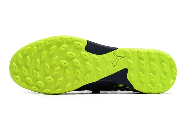 Puma Future Z Sapatos de futebol Turf com upper de knit em Navy Green gola assimétrica 6