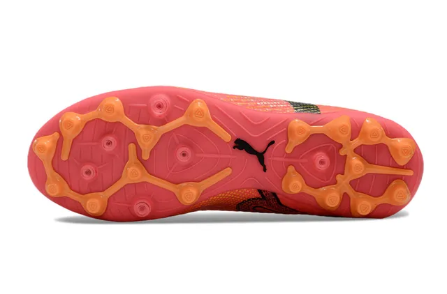 Puma Future Z Chaussures de football rose orange upper tricot sans couture lacets asymétriques terrain ferme 6