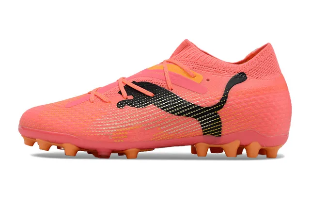 Puma Future Z Chaussures de football rose orange upper tricot sans couture lacets asymétriques terrain ferme 8