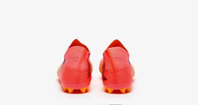 Puma Future Z Chaussures de football rose orange upper tricot sans couture lacets asymétriques terrain ferme 19