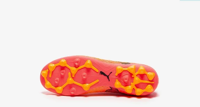 Puma Future Z Chaussures de football rose orange upper tricot sans couture lacets asymétriques terrain ferme 20