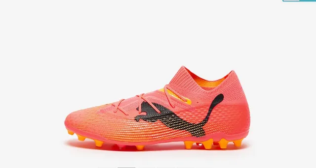 Puma Future Z Chaussures de football rose orange upper tricot sans couture lacets asymétriques terrain ferme 22