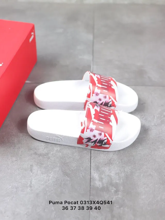 Puma Slide Black White Single-Strap Molded Footbed Slippers 2