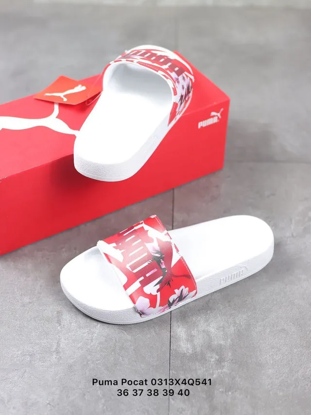Puma Slide Black White Single-Strap Molded Footbed Slippers 3