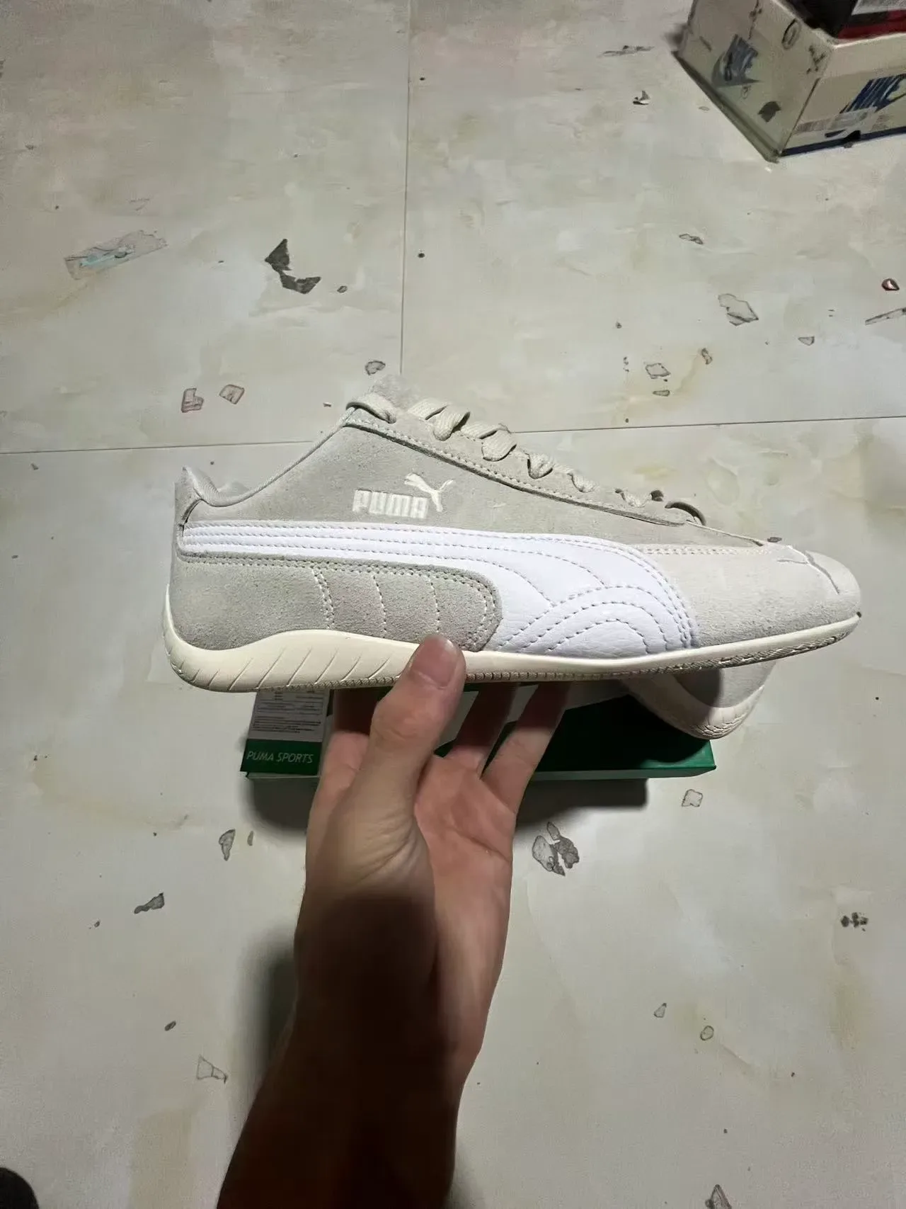 Puma Speedcat-Inspired Gray and White Suede Lifestyle Sneakers 6