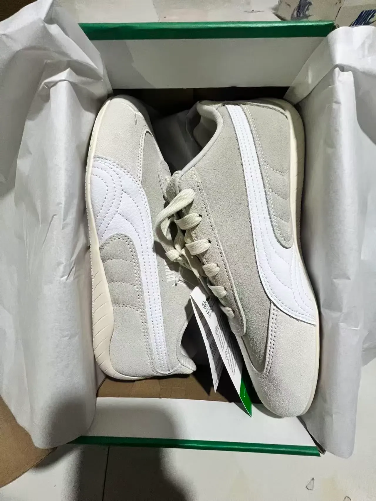Puma Speedcat-Inspired Gray and White Suede Lifestyle Sneakers 8