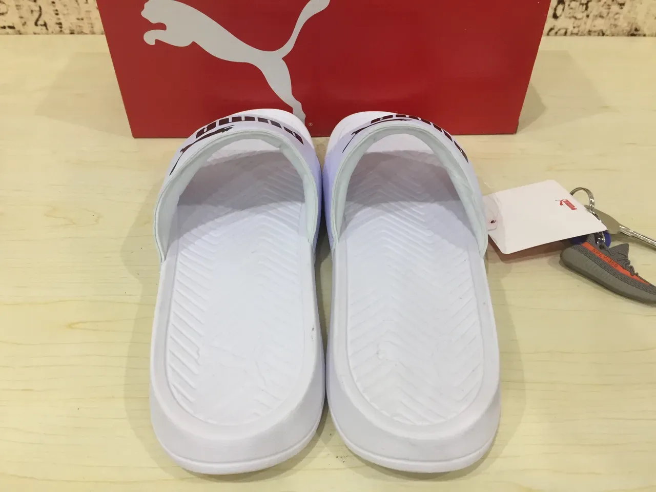 Puma White Black Single-Strap Molded Footbed Slippers 3