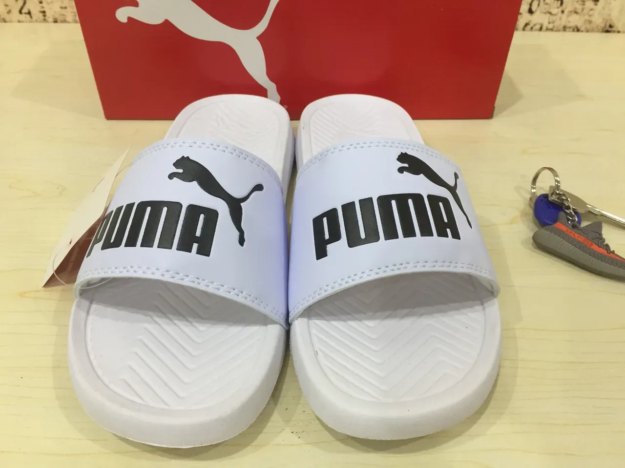 Puma White Black Single-Strap Molded Footbed Slippers 4