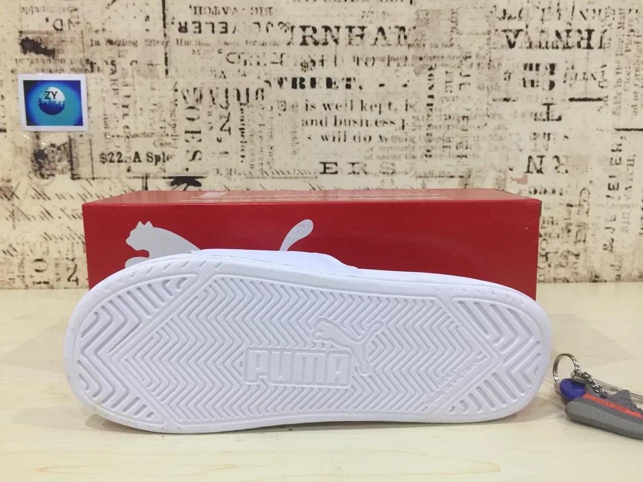 Puma White Black Single-Strap Molded Footbed Slippers 5
