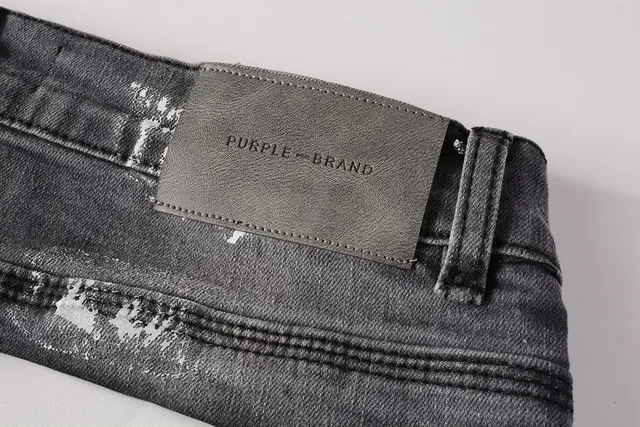 Purple Brand Distressed Paint Splatter Dark Gray Jeans 4
