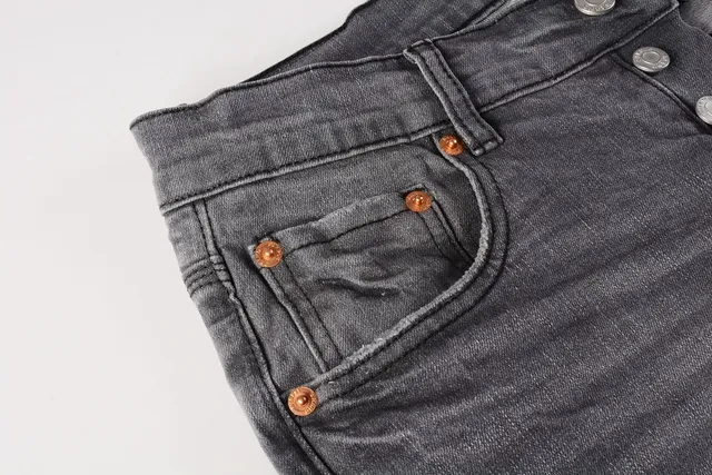 Purple Brand Distressed Paint Splatter Dark Gray Jeans 10