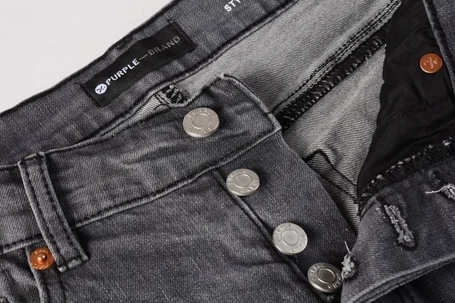 Purple Brand Distressed Paint Splatter Dark Gray Jeans 11