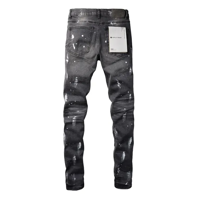 Purple Brand Distressed Paint Splatter Dark Gray Jeans 15