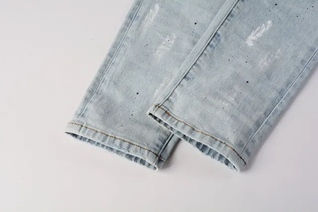 Purple Brand Distressed Paint-Splatter Slim-Fit Jeans 3