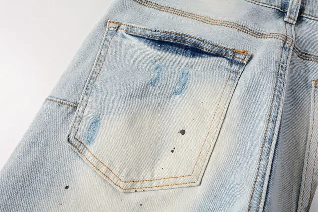 Purple Brand Distressed Paint-Splatter Slim-Fit Jeans 5