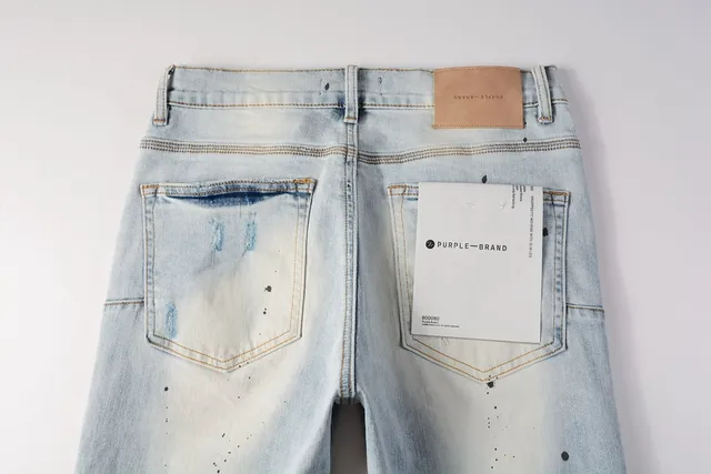 Purple Brand Distressed Paint-Splatter Slim-Fit Jeans 6