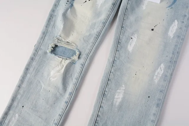 Purple Brand Distressed Paint-Splatter Slim-Fit Jeans 8