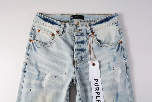 Purple Brand Distressed Paint-Splatter Slim-Fit Jeans 13