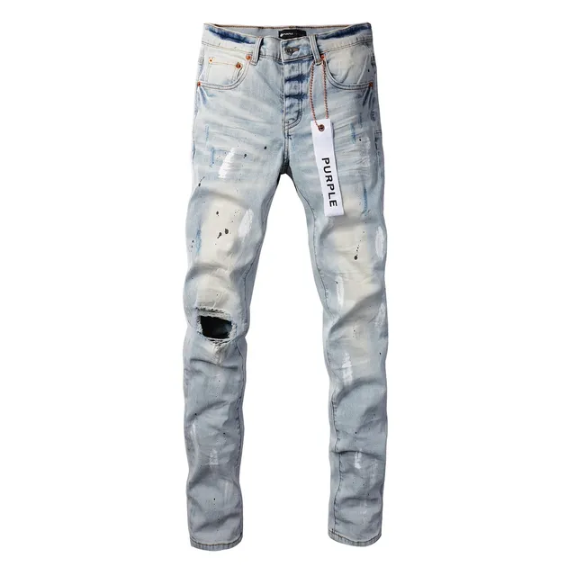 Purple Brand Distressed Paint-Splatter Slim-Fit Jeans 15