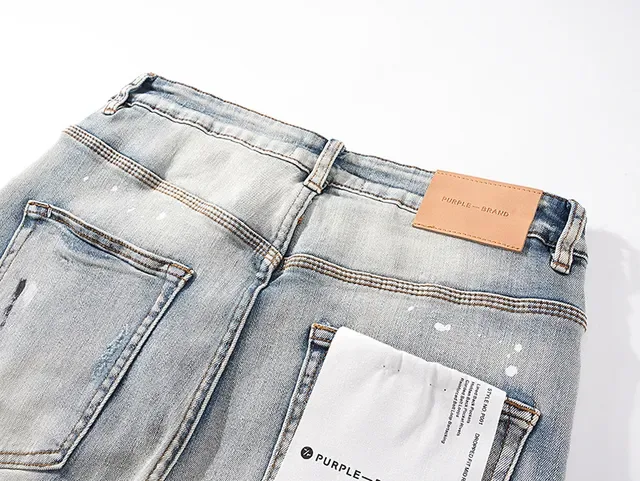 Purple Brand Distressed Paint-Splattered Light-Wash Slim-Fit Jeans 5