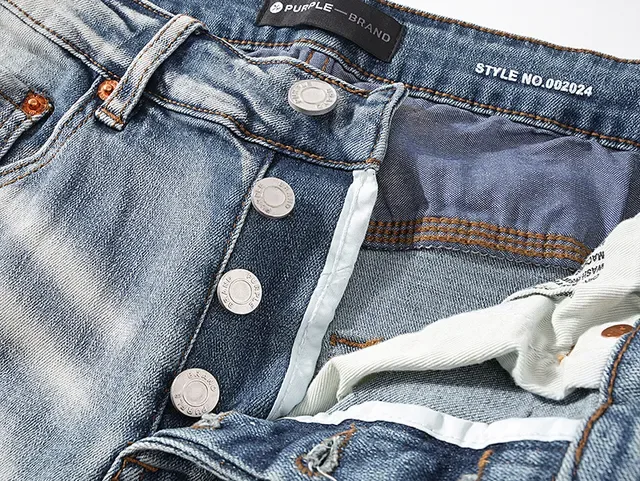 Purple Brand Distressed Paint-Splattered Light-Wash Slim-Fit Jeans 12