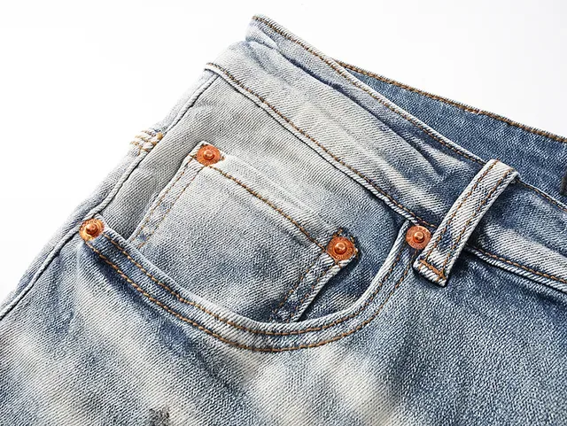 Purple Brand Distressed Paint-Splattered Light-Wash Slim-Fit Jeans 14