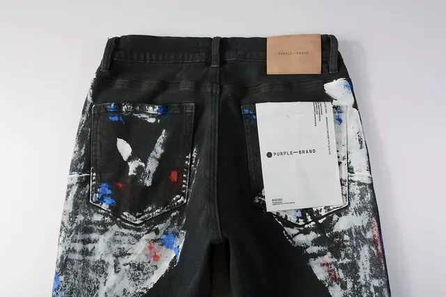 Purple Brand Paint-Splatter Distressed Black Jeans 6