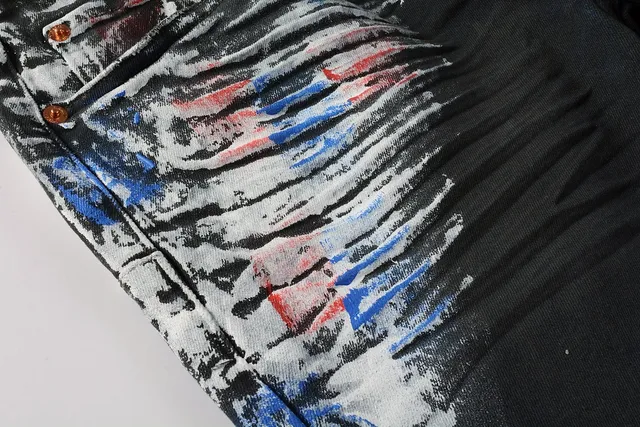 Purple Brand Paint-Splatter Distressed Black Jeans 7