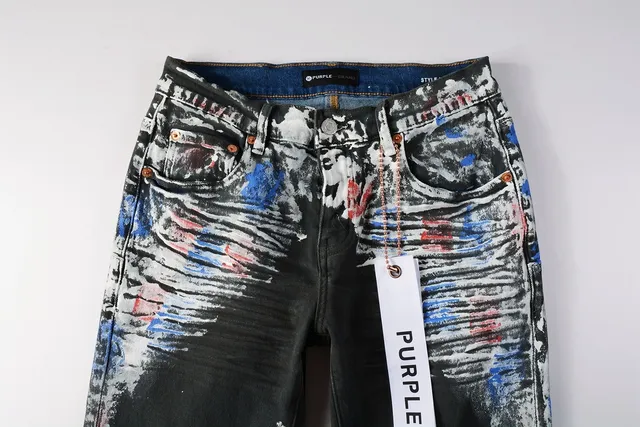 Purple Brand Paint-Splatter Distressed Black Jeans 13
