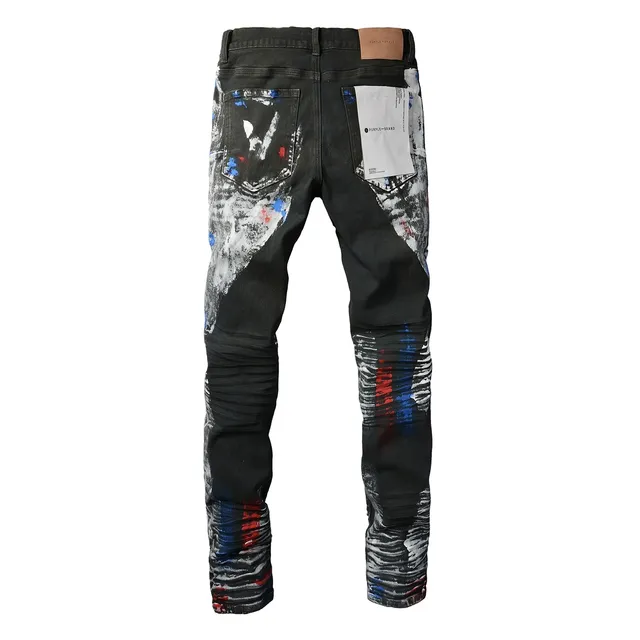 Purple Brand Paint-Splatter Distressed Black Jeans 14